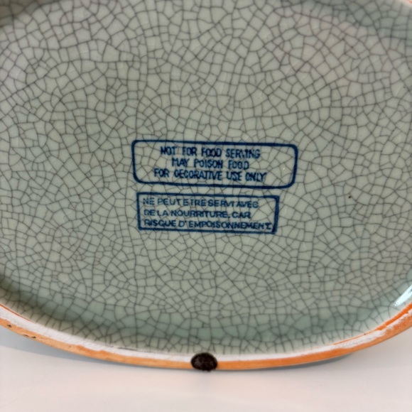 Vintage Chinese celadon crackle glaze porcelain planter oval shaped plant pot - Picture 9 of 11